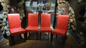 lot 30089 image: (4) Bright Red Dining Room Chairs