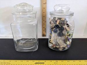lot 433 image: (2) Clear jars (1) has buttons