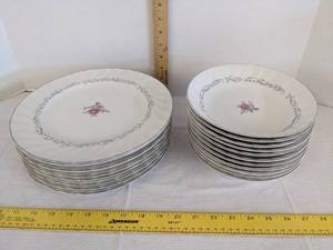 lot 445 image: (19) Royal swirl fine china japan pink rose plates