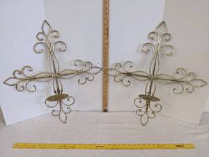 lot 501 image: (2) Metal cross candle holders