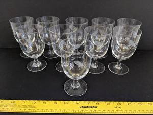 lot 509 image: Matching etched stemware glasses