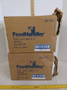 lot 554 image: (2) Boxes of Foodhandler protection head caps white 21 100box - 500carton
