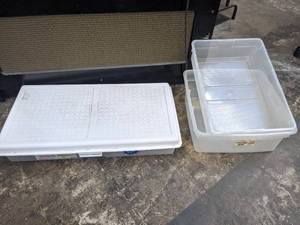 lot 625 image: Under bed storage tote & (2) totes no lid