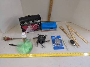 lot 672 image: Pressure gauge, rulers, drill bit restorer & more