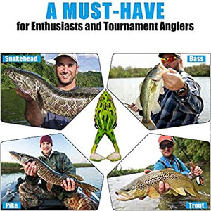 lot 3547 image: Soft Frog Bait, Double Propellers Legs, 3D Eyes, Lifelike Silicone Skin Pattern, Topwater, Bigger Splash More Attractive, Fishing Lure Set for Bass Snakehead Pike, 3.5in0.46oz, 3 pcs