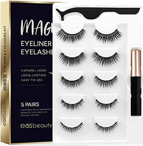 lot 3557 image: Magnetic Eyeliner and Eyelashes Kit, Magnetic Eyelashes with Eyeliner, False Lashes 5 Pairs with Tweezers, Easy to Wear may vary from stock photo