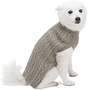 lot 3603 image: Blueberry Pet Wool Blend or Acrylic Classic Cable Knit Interlock Dog Sweaters