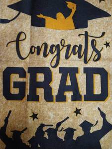 lot 3667 image: Congrats Grad burlap look yard garden flag 18.5x12 inches