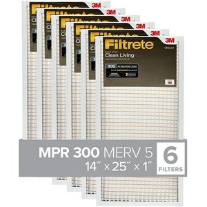 lot 4616 image: Filtrete BD04-6PK-1E 14x25x1, AC Furnace Air Filter, MPR 300, Clean Living Basic Dust, 6-Pack