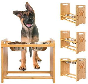 lot 4631 image: PUPTECK Adjustable Elevated Dog Bowls
