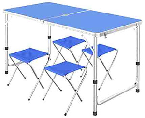 lot 4640 image: labworkauto 4FT Blue Foldable Portable Table Aluminum