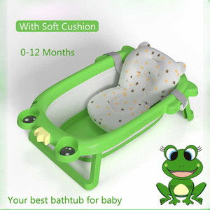lot 4652 image: BPA Free 2021 New Model Frog Cartoon TPE Foldable Newborn Baby Toddler Bath
