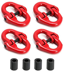 lot 4678 image: QWORK 4Pcs Red Painted G80 Alloy Steel Connecting Link