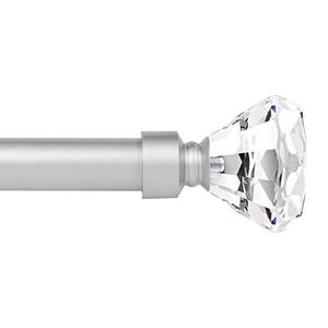 lot 4712 image: knobelite (1 Pack)1-Inch Diameter Single Window Treatment Curtain Rod, Crystal Finial Home Curtain Rods,22-inch to 42-inch Adjustable, Satin Nickel Single Drapery Rod