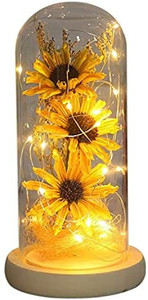 lot 6610 image: Artificial Sunflower in Glass Dome Enchanted Sunflower Lamp Sunflower Decors Sunflower Gifts for Her on Christmas Thanksgiving Day Valentines Day Mothers Day Anniversary Birthday �� Yellow