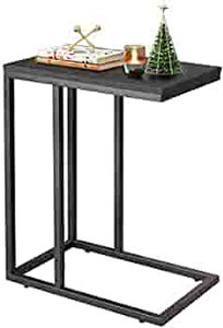 lot 6613 image: WLIVE Snack Side Table, C Shaped End Table for Sofa Couch and Bed, Black