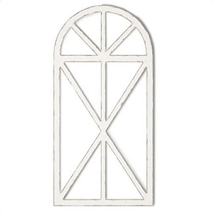 lot 6618 image: Barnyard Designs Rustic Wood Window Frame Wall Decor, Decorative Wooden Cathedral Arch, Farmhouse Wall Art Home Decoration, Distressed White Finish, 31.5�� x 15.75�� x 1��