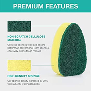 lot 6640 image: 5 Refills Heavy Duty Replacement Sponge Heads Set, Soap Dispenser Scrubbers, Cleaners Supplies