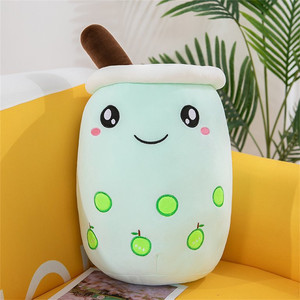 lot 6653 image: Boba Plush Stuffed Toy Green Apple Bubble Tea Boba Pearl Milk Tea Plush Toys Figure Living Room Sofa Bedroom Hug Pillow Young Girl and Child Birthday Gift