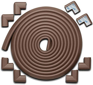 lot 6660 image: Roving Cove Baby Proofing Edge Corner Protector (18ft Edge  8 Corners), Heavy-Duty, Soft NBR Rubber Foam, Furniture Bumper Guards, 3M Pre-Taped Corners, Coffee Brown