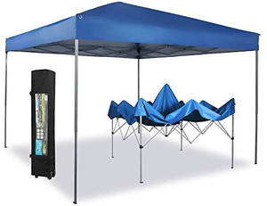 lot 6679 image: PHI VILLA 10 x 10ft Portable Pop Up Canopy Event Tent Party Tent, 100 Sq. Ft of Shade (Blue)