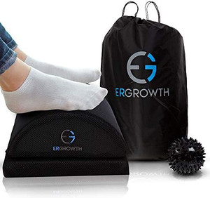lot 6734 image: Ergonomic Foot Rest Under Desk Adjustable Height - Non-Slip Bottom, Travel Bag, Handle and Massage Ball with The Footrest for Desk by Ergrowth