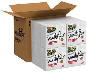 lot 6739 image: Vanity Fair Everyday Napkins, 1080 Count, White Paper Napkins, 90 Count (Pack of 12)