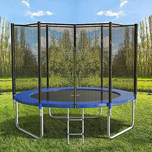 lot 7296 image: AOTOB 8 FT Trampoline Safety Enclosure Net Combo Bounce Jump For Kids Outdoor With Spring Pad Waterproof Jump Mat & Ladder