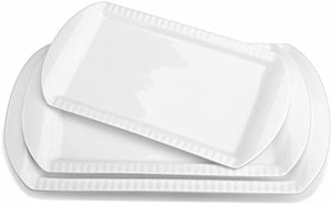 lot 7324 image: LIFVER Large Serving Platters, 161412 Serving Plates Set of 3, Christmas Platter, White Serving Trays Oven Safe, Porcelain Serving Dishes Dinner Plates for Parties, Entertaining, Food, Appetizer