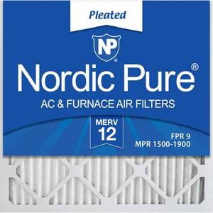 lot 7343 image: Nordic Pure 20x20x1M12-6 Pleated MERV 12 Air Filters, 20 x 20 x 1 in. - Pack of 6
