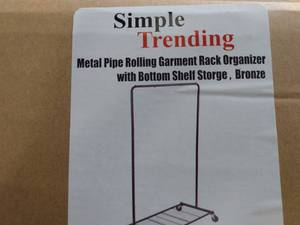 lot 7346 image: Simple Trending Industrial Pipe Clothes Garment Rack, Commercial Clothing Bronze
