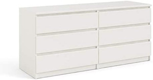 lot 7362 image: Tvilum Scottsdale 6 Drawer Double Dresser, White Wood Grain
