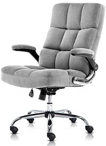 lot 7371 image: SP Velvet Office Chair Adjustable Tilt Angle and Flip-up Arms Executive Computer Desk Chair, Thick Padding for Comfort and Ergonomic Design for Lumbar Support (3288GY)