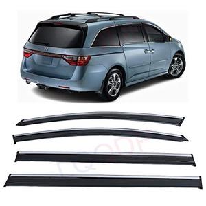 lot 7372 image: LQQDP 4pcs Smoke Tint With Chrome Trim Outside Mount Tape OnClip On Style PVC Sun Rain Guard Vent Window Visors Compatible With 11-17 Odyssey RL5