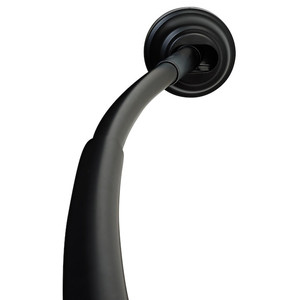 lot 7375 image: NeverRust 50 In. to 72 In. Tension or Permanent-Mount Curved Single Shower Rod in Matte Black