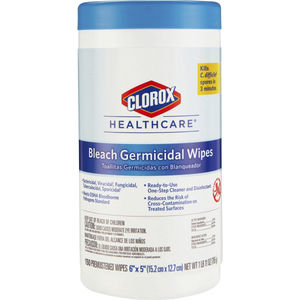 lot 7385 image: Clorox Healthcare Bleach Germicidal Wipes, 150 Count Canister - Pack of 6 (30577)