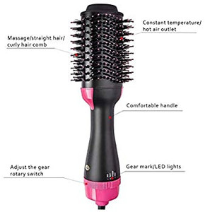 lot 7389 image: Hot Air Brush, Hair Brush Dryer and Styler, 3 in 1 Electric Negative Ion Hair Dryers, Curler and Straightener in One