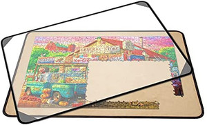 lot 7393 image: 1000 Piece Jigsaw Puzzle Board with Cover - 23 x 32, Non-Slip Flannelette Surface, Easy to Move - Portable Puzzle Board for Adults