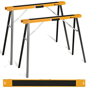 lot 7427 image: WORKESS Sawhorse, 275 LBS Weight Capacity Each Portable Folding Saw Horses, Heavy Duty Twin Pack