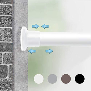 lot 7430 image: Moyeno Shower Curtain Rod Tension Rod Adjustable, No Drill Window Curtain Rod, Tension Curtain Rod Expandable Room Divider Blackout, Extra Long for Outdoor, Living Room - White - 83-122 Inches