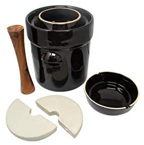 lot 7464 image: Trademark Innovations Ceramic Vinegar Set with Weights and Cabbage Tamper
