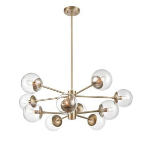 lot 7469 image: Sputnik Chandelier with Clear Glass Shades (PRODUCT IS NOT EXACT  Please see photos)