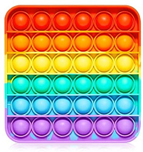 lot 7497 image: Sensory Push Pop Bubble Fidget Toy - for Autism, Stress, Anxiety - Kids and Adults (Rainbow Square)