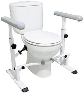 lot 7503 image: KMINA - Toilet Frames for the Elderly, Toilet Frame with Handles, Toilet Safety Rails, Bathroom Safety Frame, Adjustable Grab Bar, Stand Alone Toilet Rail, Bariatric Toilet Frame, Easy Installation.