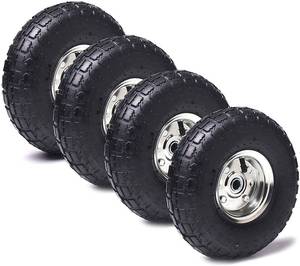 lot 7511 image: AR-PRO 10 Heavy-Duty Replacement Tire and Wheel - 4.103.50-4 with 10 Inner Tube, 58 Axle Bore Hole, 1 34 Offset Hub and Double Sealed Bearings for Hand Trucks and Gorilla Cart