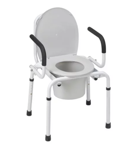 lot 7513 image: DMI Deluxe Steel Drop-Arm Bedside Commode for Easy Transfers,�� No-Tool Assembly,�� White
