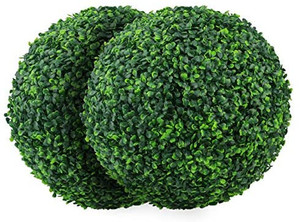 lot 7517 image: Sunnyglade 2 PCS 15.7 inch 4 Layers Artificial Plant Topiary Ball Faux Boxwood Decorative Balls for Backyard, Balcony,Garden, Wedding and Home D�cor