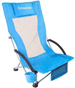lot 7519 image: KingCamp Low Sling Beach Chair for Camping Concert Lawn, Low and High Mesh Back Two Versions