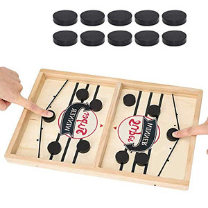 lot 9373 image: 2 in 1 Ice Hockey Game, Fast Sling Puck Game Sports Board Game Winner Board Games 2 in 1 Slingshot Table Desktop Battle Toys for Parent-Child Adults Kids , Large 22x 11.5 INCH