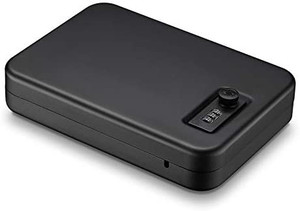 lot 8109 image: Younion Pistol Safe, Portable Travel Gun Safe,Handgun Lock Box, Gun Safes for Cars, Black missing one foam insert